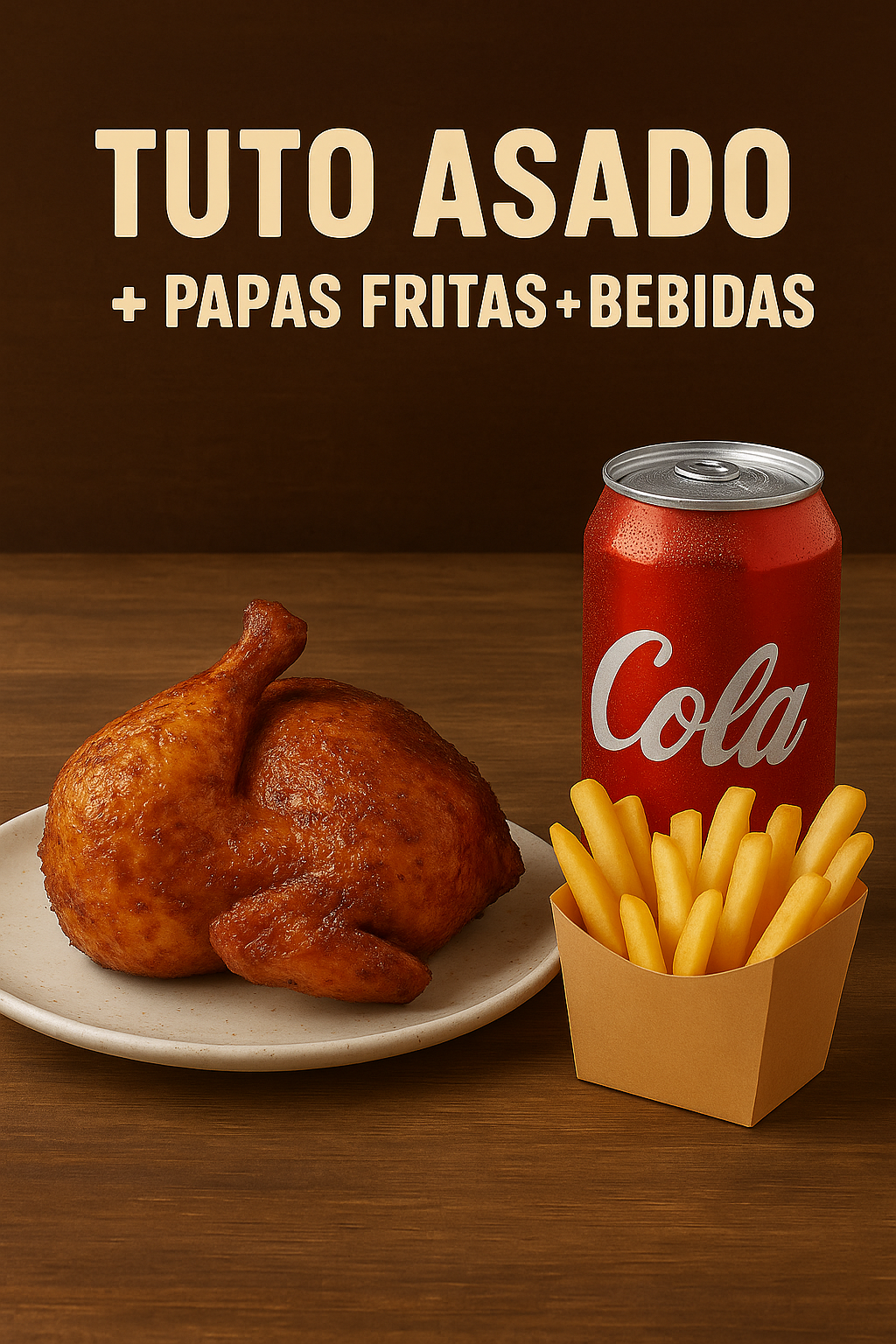 Pollo Asado + Papas Fritas + Bebida